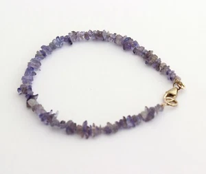 Natura Tanzanite Bracciale con Pietre Preziose Scheggia 925 Argento Blu 19 CM - Foto 1 di 2