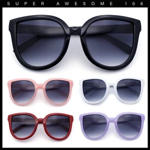 Child Girls Size Horn Rim Round Cat Eye Plastic Retro Fashion Sunglasses - Picture 1 of 32