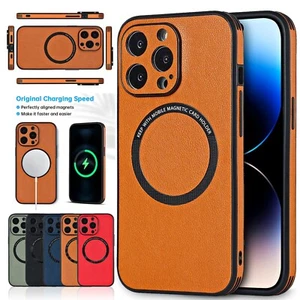 For iPhone 14 14 Plus Pro Max Luxury Shockproof Leather Magnetic Magsafe Case - Bild 1 von 16