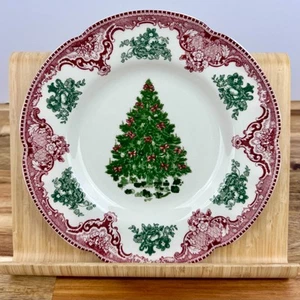 NUEVO Plato de ensalada Johnson Brothers Old Britain Castles rosa árbol de Navidad - Imagen 1 de 5