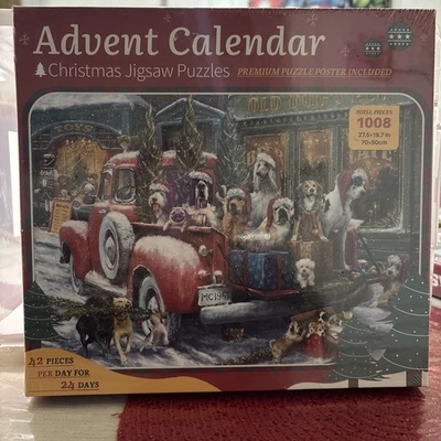 Advent Calendar Christmas Jigsaw Puzzles 24 Days Santa Dogs Classic Pickup - Image 1 of 4