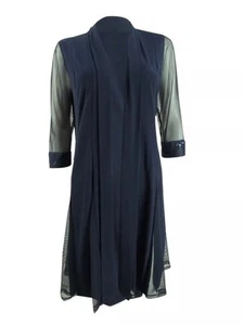 R&M RICHARDS WOMAN Womens Navy 3/4 Sleeve Open Front Cardigan Plus 18W - Picture 1 of 9