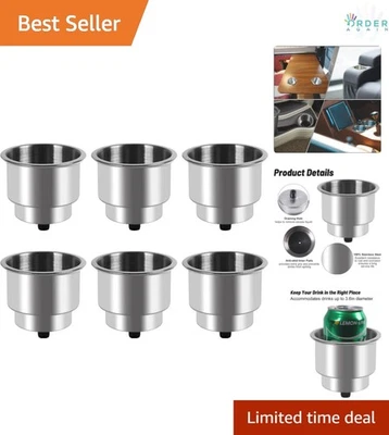 Stainless Steel Cup Drink Holder with Drain for Marine RV Camper Boat Foto 1 de 4