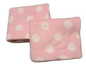 Set of 2 Pink & White Polkadot Fleece Pillowcases.  20 X 28 Standard - Picture 1 of 4