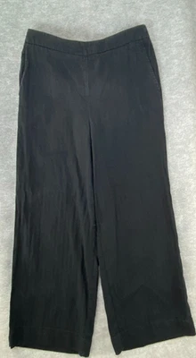 WITCHERY SIZE 10 WOMENS BLACK COTTON LINEN PULL ON WIDE LEG HIGH WAIST PANTS - image 1 of 4