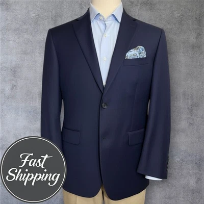 $450 MICHAEL KORS Men’s 54R Navy Wool Blazer Sport Coat 2-Button Jacket 1-Vent - Image 1 of 2