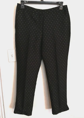 Pantalones Talbots Mujer 10 Negro Dorado Lunares Bolsillos Vestido Forrado Carrera Oficina Foto 1 de 4