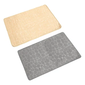 Memory Foam Bath Mat 35.43" x 23.62" Coral Fleece Bathroom Rugs,Grey+Brown - Picture 1 of 5