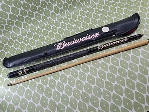 Taco y estuche de billar vintage 58" Budweiser King Of Beers negro 2 piezas - Imagen 1 de 9