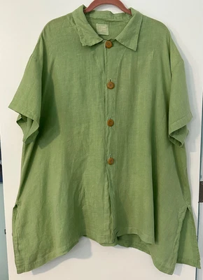 Top de tomillo Blue Fish Clothing 1999 en apio pañuelo de lino talla 2 Lagenlook Foto 1 de 4