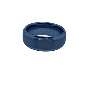 8mm Polished Step Edge Matte Brushed Finish Center Tungsten Ring Men’s Size 8.5 - Picture 1 of 7