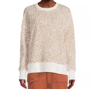 Time and Tru Women's Sweatshirt Leopard Print Crewneck High-Low Hem Sz XL - Picture 1 of 6