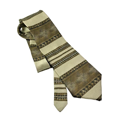 Mulberry Neck Tie 100% Silk Hand Sewn In Italy Brown & Gold Stripe Made in USA  - Image 1 of 4