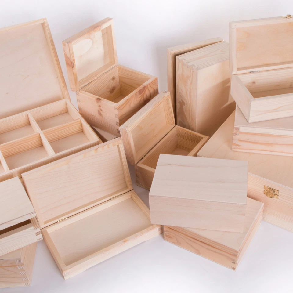 SELECTION of 50 Small+ Wooden Storage Boxes Jewellery Keepsake Decoupage Craft - Image 1 of 4