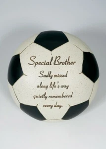 Brother - Black Football shaped Grave Graveside Memorial Ornament Tribute - Picture 1 of 1