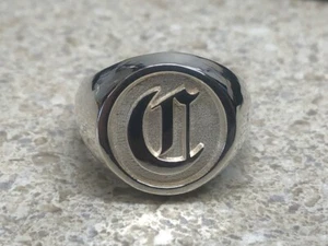 Letter C Old English Solid Initial Ring Sterling Silver 925 Sizes 6-16 - Picture 1 of 7