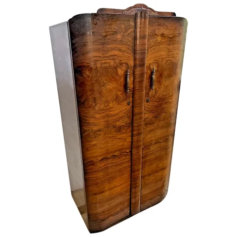 Shrager Art Deco Wardrobe Armoire Cabinet Double Locking Doors Four Shelves Rod Cover