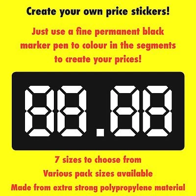 Vending / Snack Machine Labels / Stickers - Create Your Own Prices - 7 Sizes - Image 1 of 2