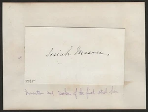 $Famous Autografo Josiah Mason Inventor - Foto 1 di 1