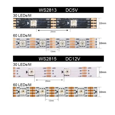 WS2812B 2811 WS2813 WS281530/60/pixels/leds/m RGB LED Strip Addressable 5V 12V - Image 1 of 4