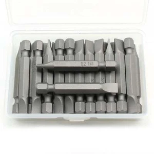 Brocas de inserción de destornillador listas para impactos planos ranurados TMAX 25-50 piezas vástago hexagonal - Imagen 1 de 10