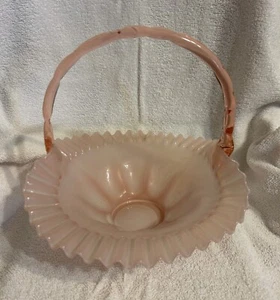 Fenton Rose Overlay Basket Circa 1943-1948 - Picture 1 of 7