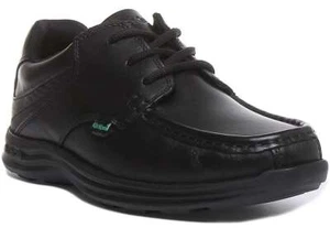 Kickers Reasan Lace Youth Lace Up Leather School Shoes In Black Size UK 3 - 6 - Picture 1 of 6