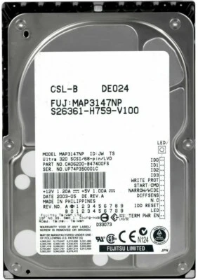Hard Drive Fujitsu S26361-H759-V100 146GB 10000U/Min SCSI U320 MAP3147NP 3.5'' - Image 1 of 3