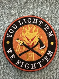 YOU LIGHT ‘EM WE FIGHT ‘EM 3x3 Embroidered Morale Patch Hook Backing Brand New - Picture 1 of 4