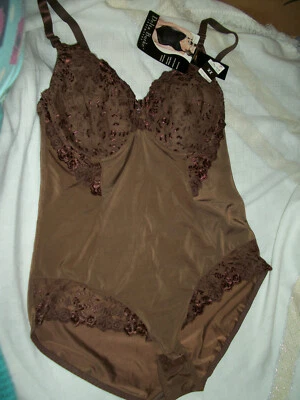 DELTA BURKE 2X BRA / BUSTIER SHAPEWEAR #DB1475 W/ BROWN LACE BODYSUIT INTIMATES - Image 1 of 4