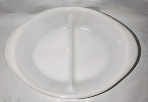 Glasbake Divided Casserole Dish White Green Daisy 12x9x2 Vintage - Picture 1 of 4