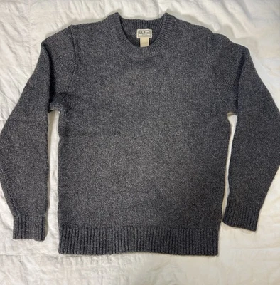 Suéter LL Bean 100% Lana de Cordero Gris Oscuro Cuello Redondo Difuso Suave Preppy Talla S Reg Foto 1 de 4