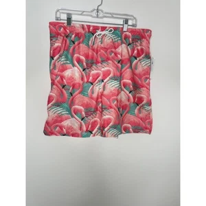 NWT Old Navy Men's L Pink Flamingo Print Mesh Lined 7" Swim Trunks - Picture 1 of 9