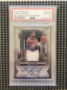2021-22 Panini Obsidian Corey Kispert Rookie Jersey Ink Etch Purple /35 PSA 10 - Picture 1 of 2