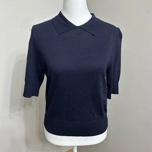 Leith Damen Kragen Bluse Top Navy Gr. M Strickshirt Herbst - Bild 1 von 4