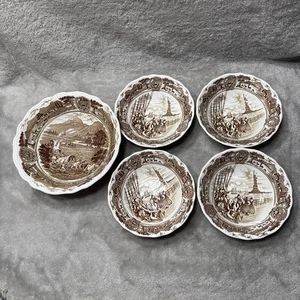 J & G Meakin England STRATFORD STAGE MARRÓN Cuencos de Cereal JUEGO 4 y Cuenco de Verduras - Imagen 1 de 15