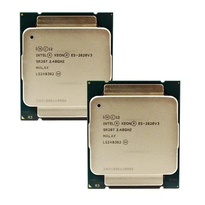 2x Intel Xeon Processor E5-2620 V3 15MB Cache 2.4GHz 6 Core FCLGA2011-3 SR207 - Image 1 of 3