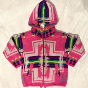 Artesanias Tuntaquimba Wollpullover Kleinkind Mädchen 2 Kapuze Southwestern Azteken - Bild 1 von 8