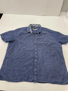 Camicia Johnston & Murphy uomo XXL blu a pois manica corta - Foto 1 di 7