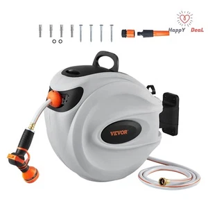 Retractable Hose Reel Water Hose Reel 65'x5/8" 180° Swivel Wall-Mounted - Picture 1 of 12