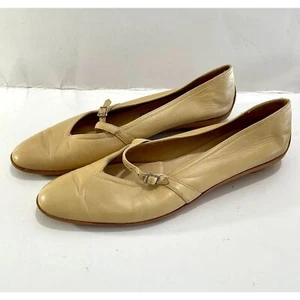 Ferragamo audrey Mary Jane flat shoes ballet core tan casual women 9.5 - Picture 1 of 10