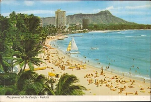 Waikiki Beach Hawaii Postcard. USA Mike Roberts Posted Vintage 1970s 1973 Old - Picture 1 of 2