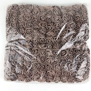 144PC Coffee Mini Foam Roses Artificial DIY Flowers for Party Crafts Decor - Picture 1 of 3