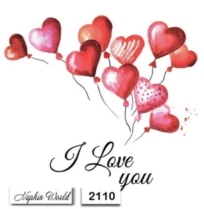 (2110) ZWEI Indiv. Papier LUNCHEON Decoupage Servietten LOVE VALENTINE HEARTS SCRIPT - Bild 1 von 3