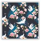 2 x Square Stickers 10 cm - Oriental Crane Bird Roses Pattern  #45954