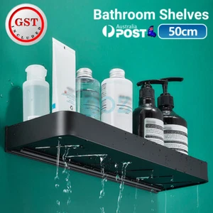 50cm Bathroom Shelves Kitchen Wall Shelf Shower Rectangle Storage Rack - Picture 1 of 11