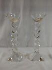 Oleg Cassini Signed Crystal Candlestick Holders (2) Twist ~10in. - New With Box