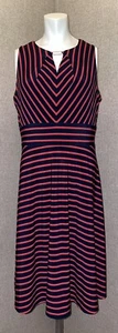 Liz Claiborne Damen Small Fit & Flare rot & marineblau ärmelloses Kleid Größe Small  - Bild 1 von 8