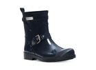 A8805 Coach Lester Navy Blue Black Logo Short Rain Rubber Boots I Love Shoes