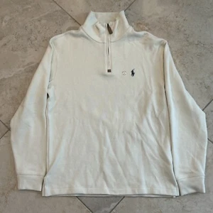 Polo Ralph Lauren Embroidered Knit Quarter-Zip Pullover Cream White Size Small - Picture 1 of 8